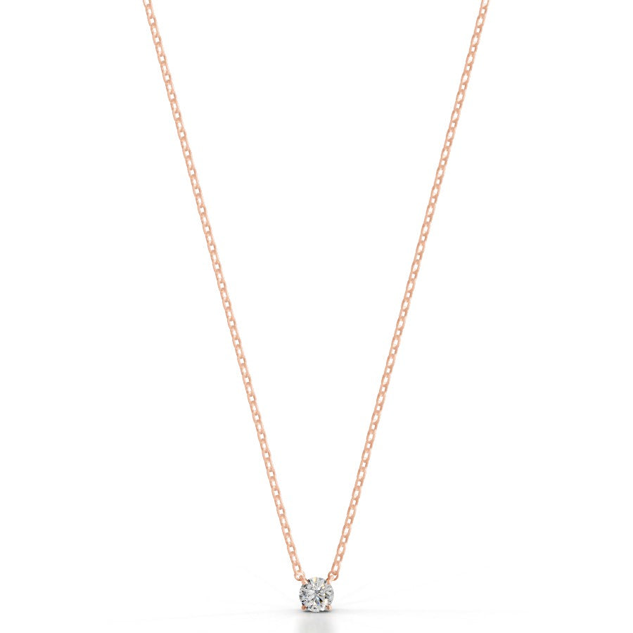 Britney 0.3 CT Round Solitaire  Lab Grown Diamond Pendant - 14K Rose Gold