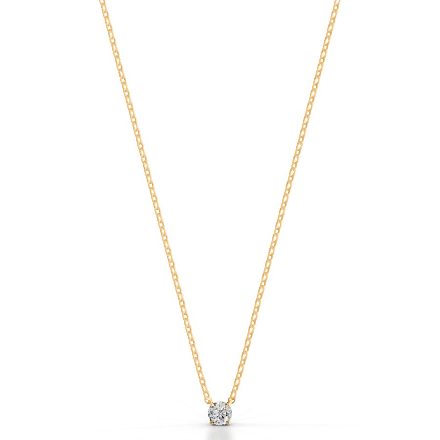 Britney 0.3 CT Round Solitaire  Lab Grown Diamond Pendant - 14K Yellow Gold