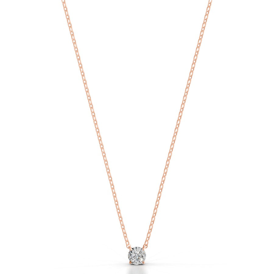 Britney 0.5 CT Round Solitaire  Lab Grown Diamond Pendant - 14K Rose Gold