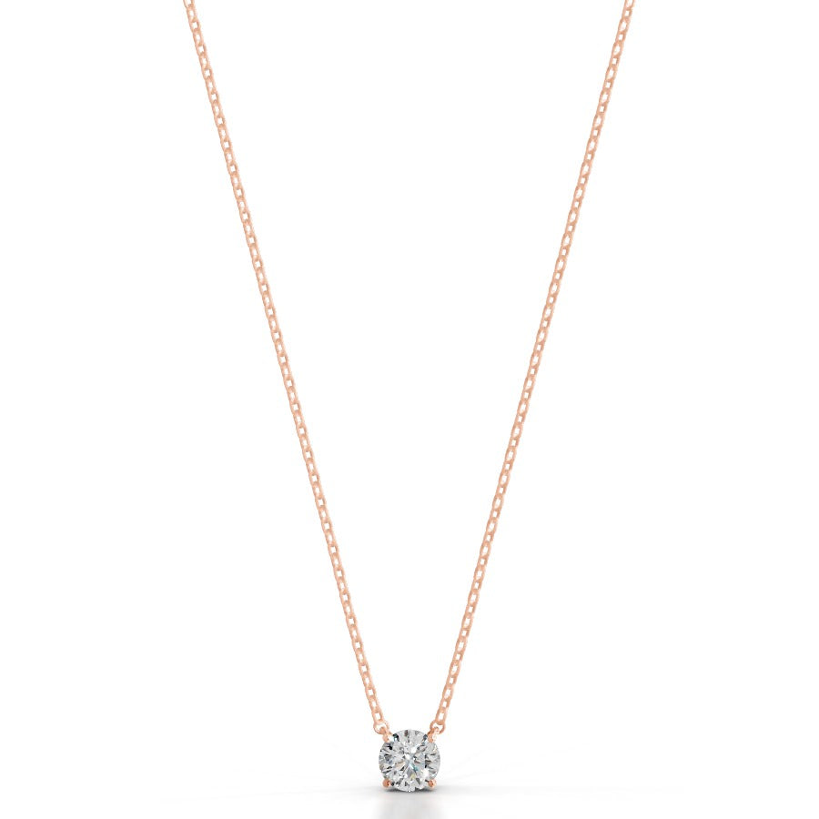 Britney 0.75 CT Round Solitaire  Lab Grown Diamond Pendant - 14K Rose Gold