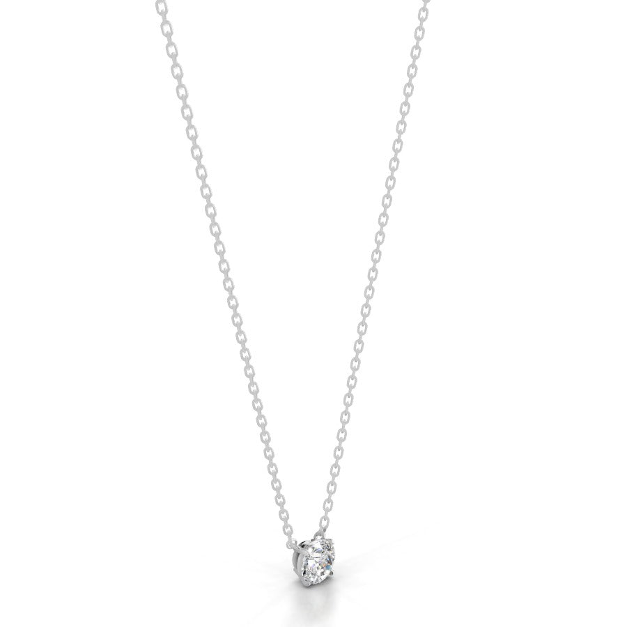 Britney 0.75 CT Round Solitaire  Lab Grown Diamond Pendant - 14K White Gold