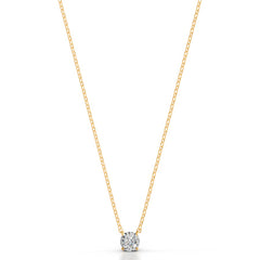 Britney 0.75 CT Round Solitaire Lab Grown Diamond Pendant - 14K Yellow Gold (RTS)