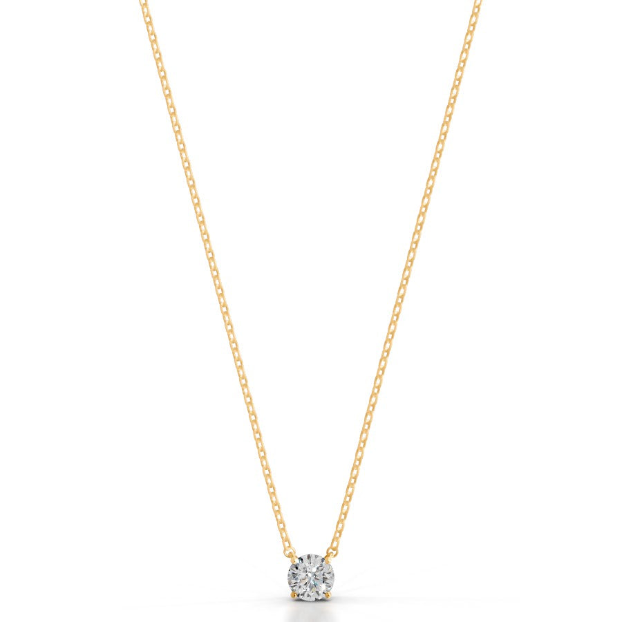 Britney 0.75 CT Round Solitaire  Lab Grown Diamond Pendant - 14K Yellow Gold