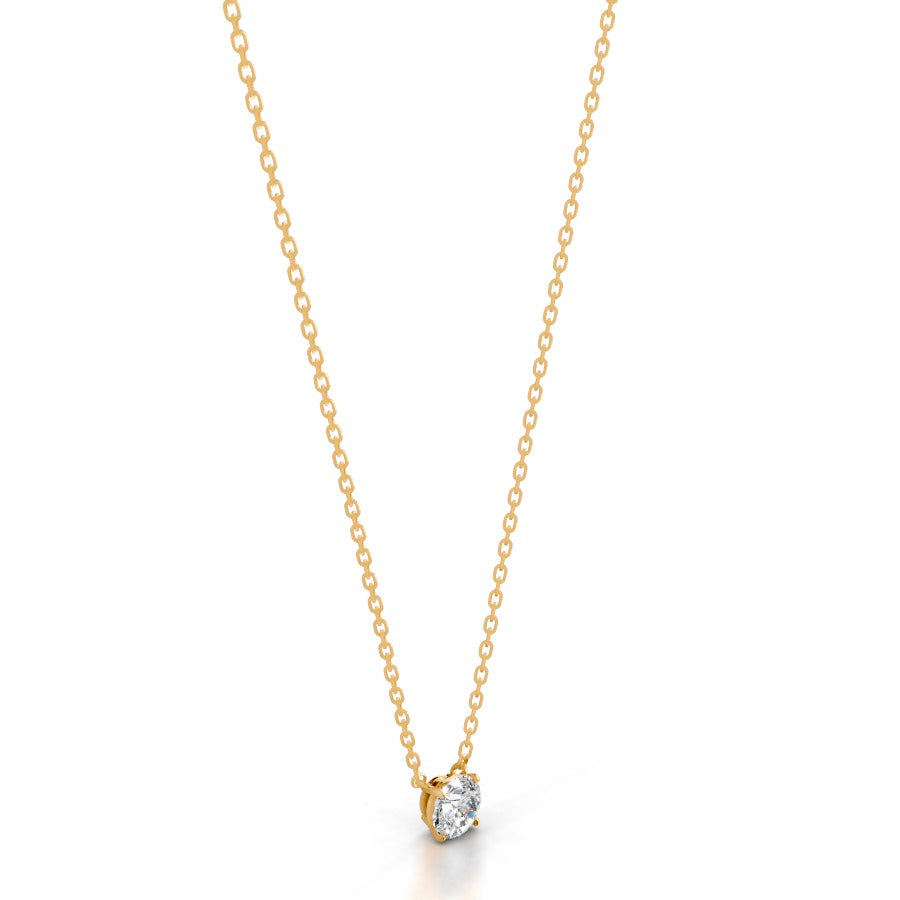 Britney 0.75 CT Round Solitaire  Lab Grown Diamond Pendant - 14K Yellow Gold
