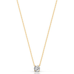 Britney 1 CT Round Solitaire Lab Grown Diamond Pendant - 14K Yellow Gold (RTS)