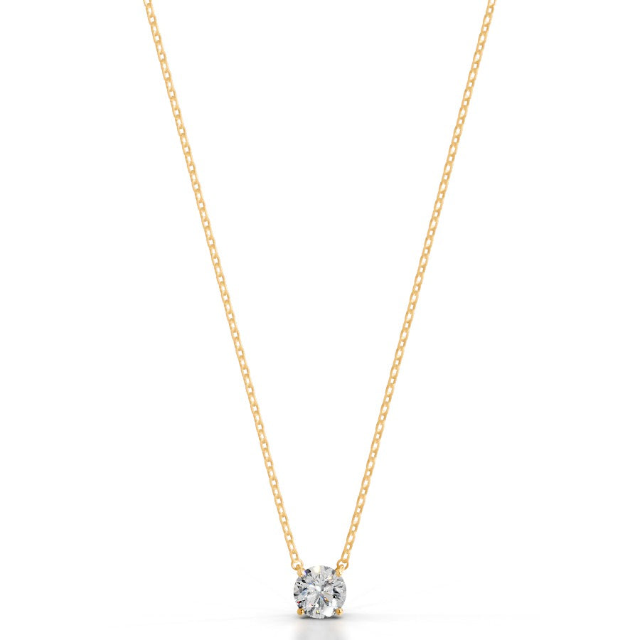 Britney 1 CT Round Solitaire  Lab Grown Diamond Pendant - 14K Yellow Gold