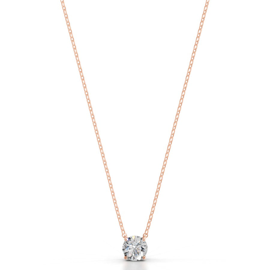 Britney 1.5 CT Round Solitaire  Lab Grown Diamond Pendant - 14K Rose Gold