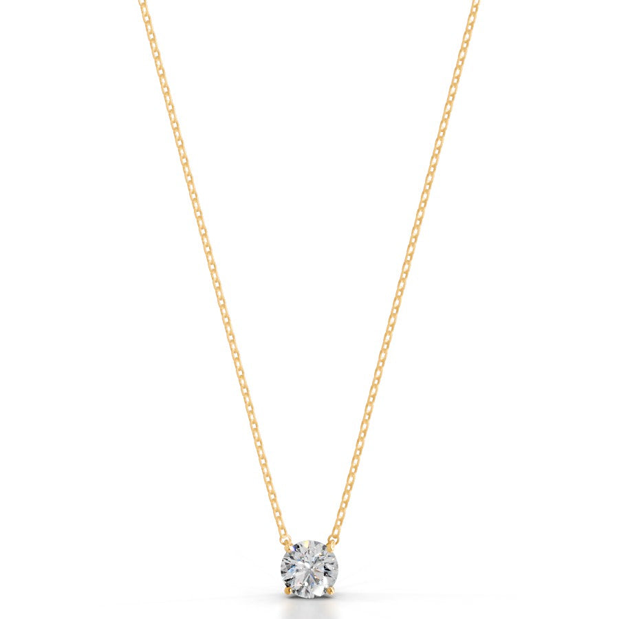 Britney 1.5 CT Round Solitaire  Lab Grown Diamond Pendant - 14K Yellow Gold