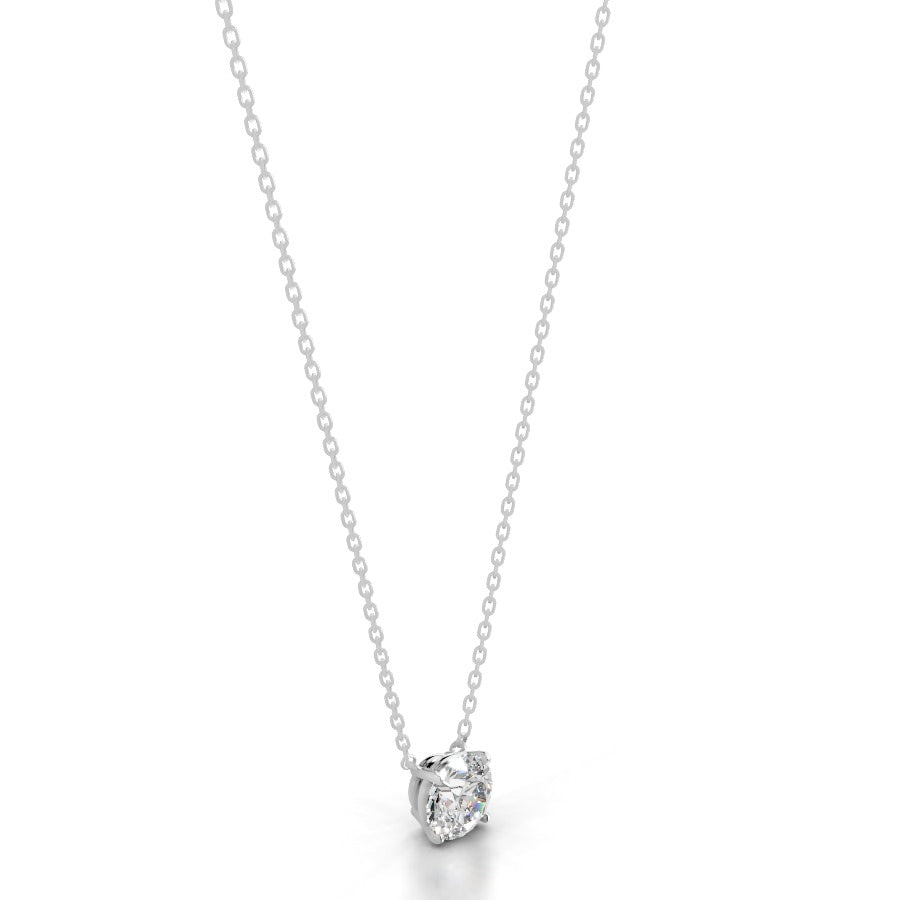 Britney 2 CT Round Solitaire  Lab Grown Diamond Pendant - 14K White Gold