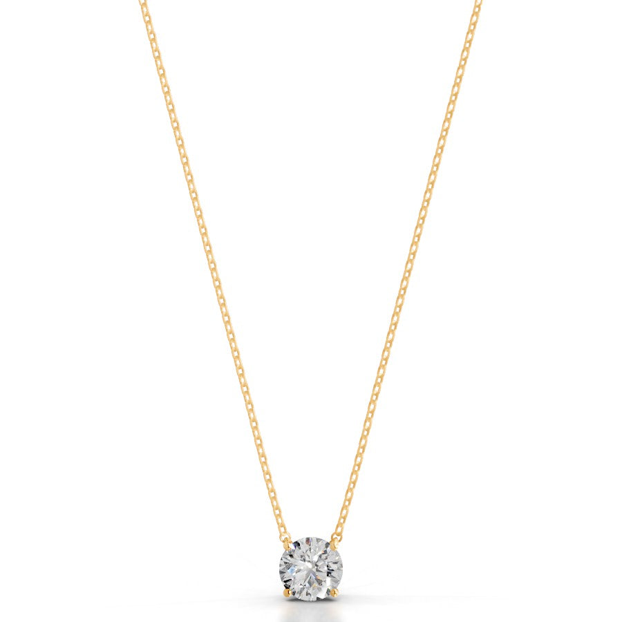 Britney 2 CT Round Solitaire  Lab Grown Diamond Pendant - 14K Yellow Gold