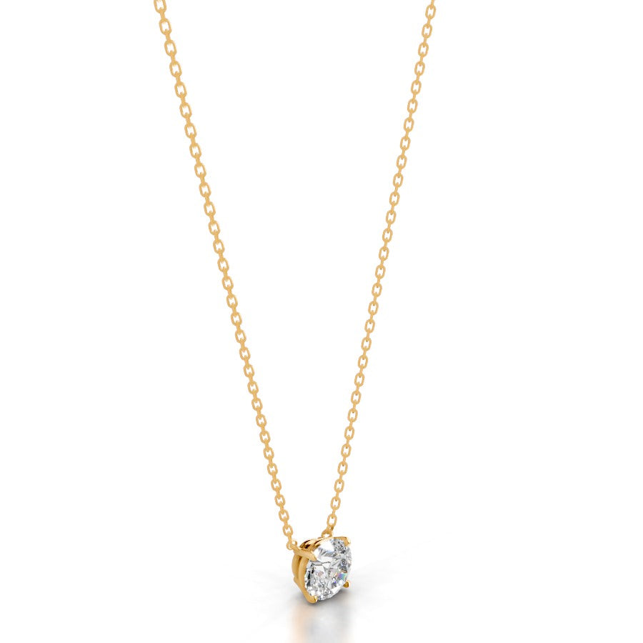 Britney 2 CT Round Solitaire  Lab Grown Diamond Pendant - 14K Yellow Gold