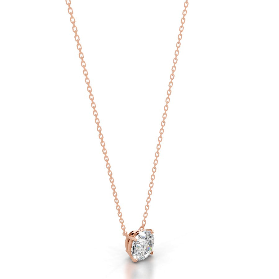 Britney 3 CT Round Solitaire  Lab Grown Diamond Pendant - 14K Rose Gold