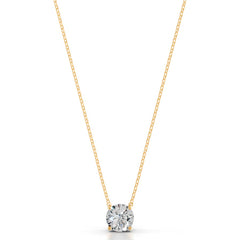 Britney 3 CT Round Solitaire Lab Grown Diamond Pendant - 14K Yellow Gold (RTS)