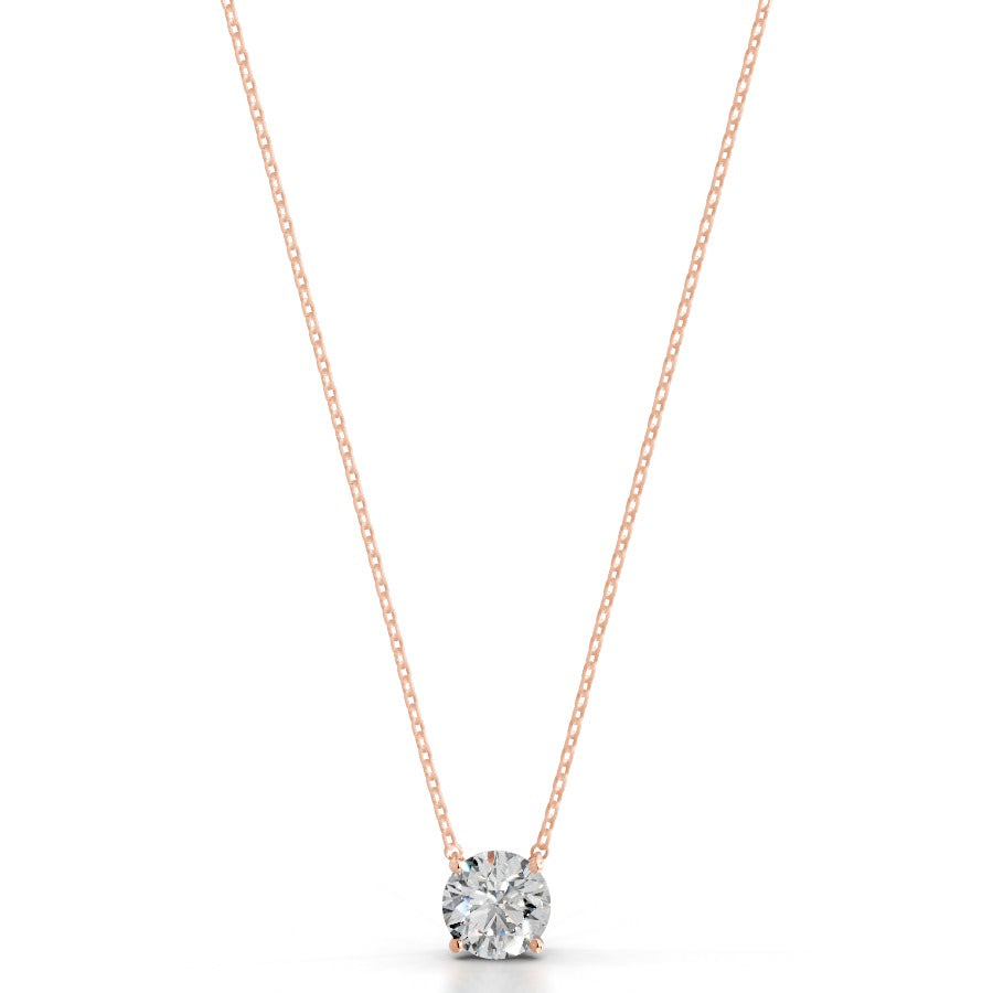 Britney 2.5 CT Round Solitaire  Lab Grown Diamond Pendant - 14K Rose Gold