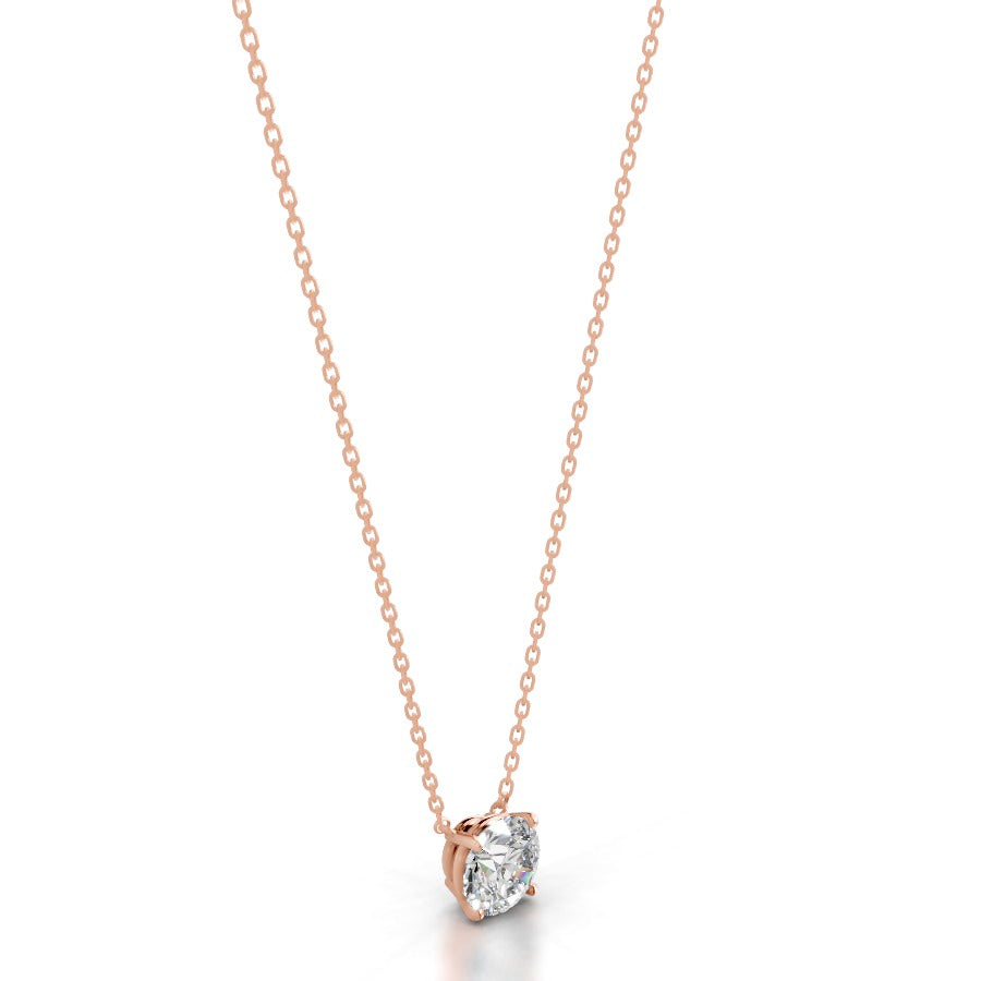 Britney 2.5 CT Round Solitaire  Lab Grown Diamond Pendant - 14K Rose Gold