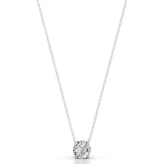 Britney 2.5 CT Round Solitaire Lab Grown Diamond Pendant - 14K White Gold (RTS)