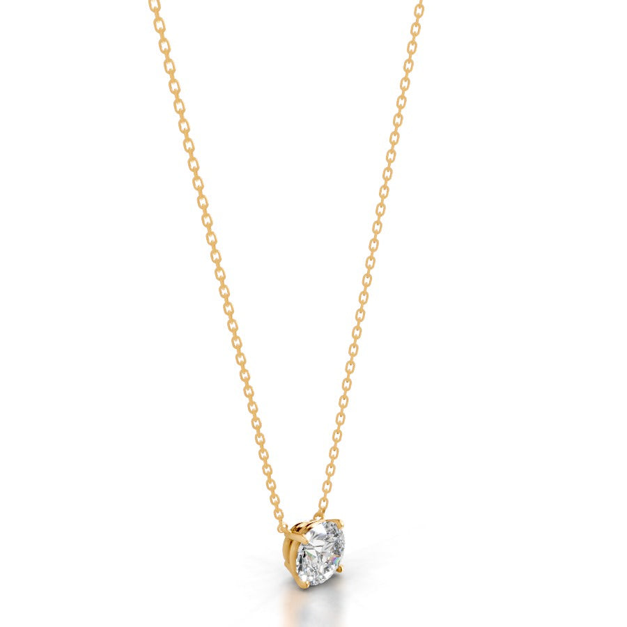 Britney 2.5 CT Round Solitaire  Lab Grown Diamond Pendant - 14K Yellow Gold