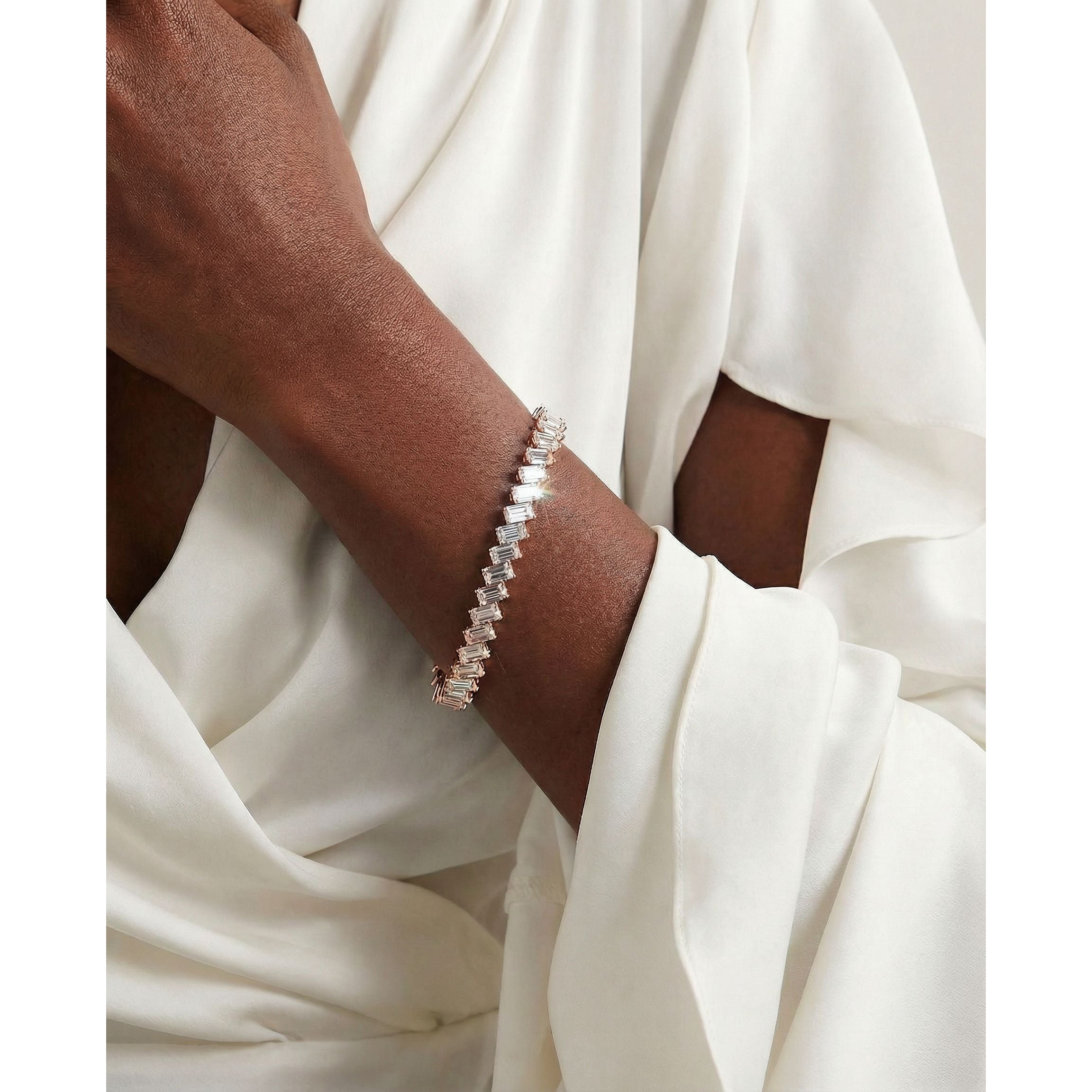 Amy Lab Grown Diamond Tennis Bracelet (15 Carat) -14K Rose Gold