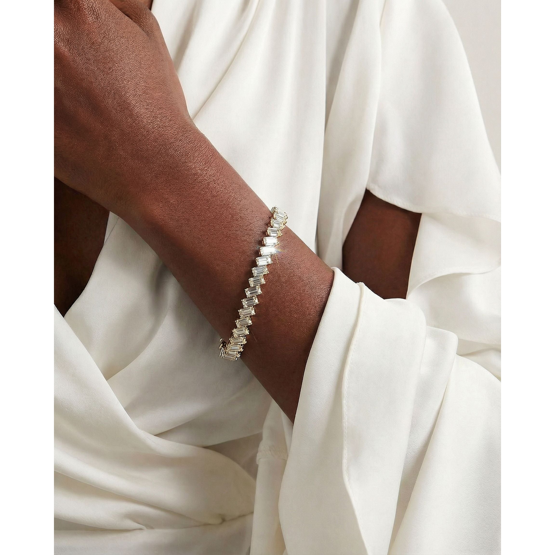 Amy Lab Grown Diamond Tennis Bracelet (15 Carat) -18K Yellow Gold