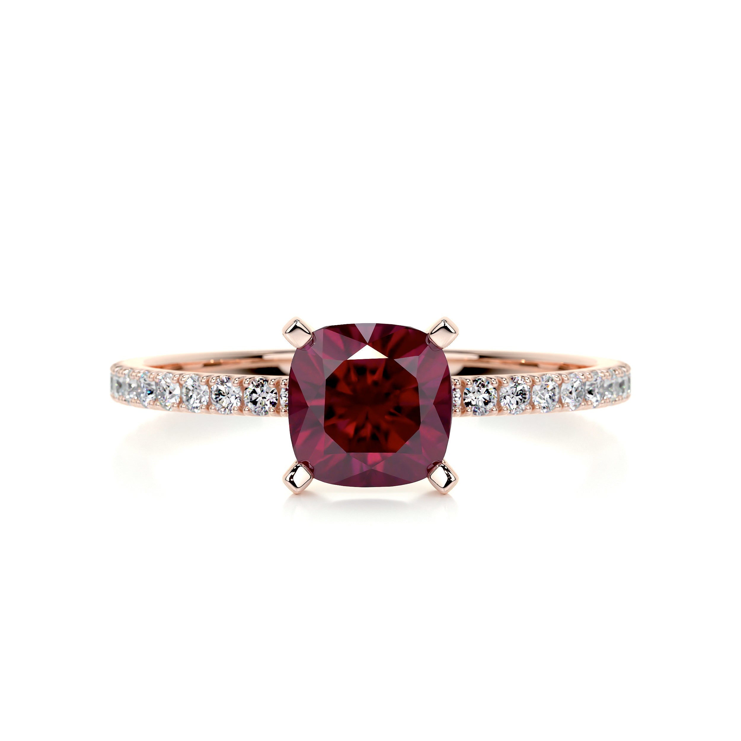 Stephanie Gemstone & Diamonds Ring   (1.8 Carat) -14K Rose Gold (RTS)