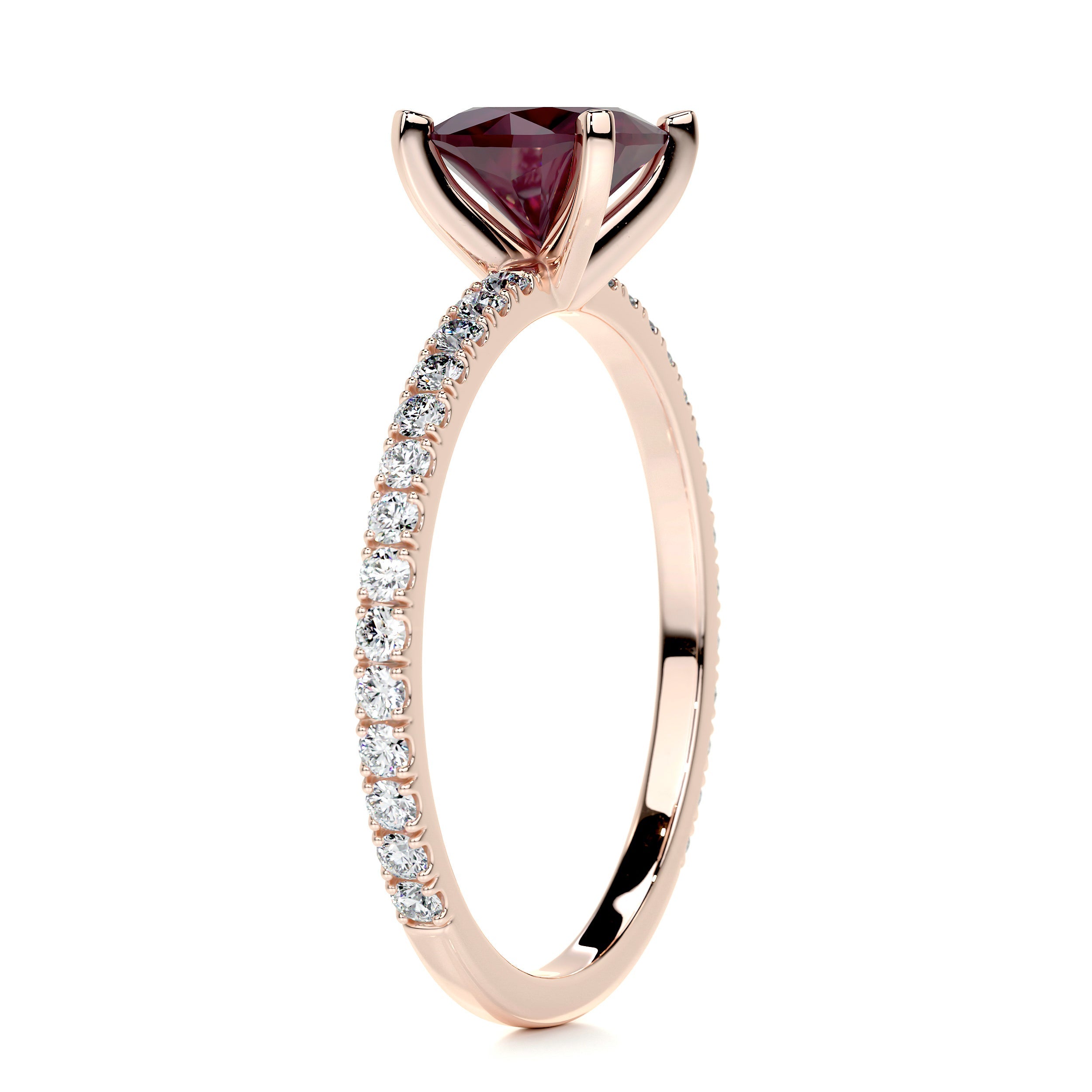 Stephanie Gemstone & Diamonds Ring   (1.8 Carat) -14K Rose Gold (RTS)