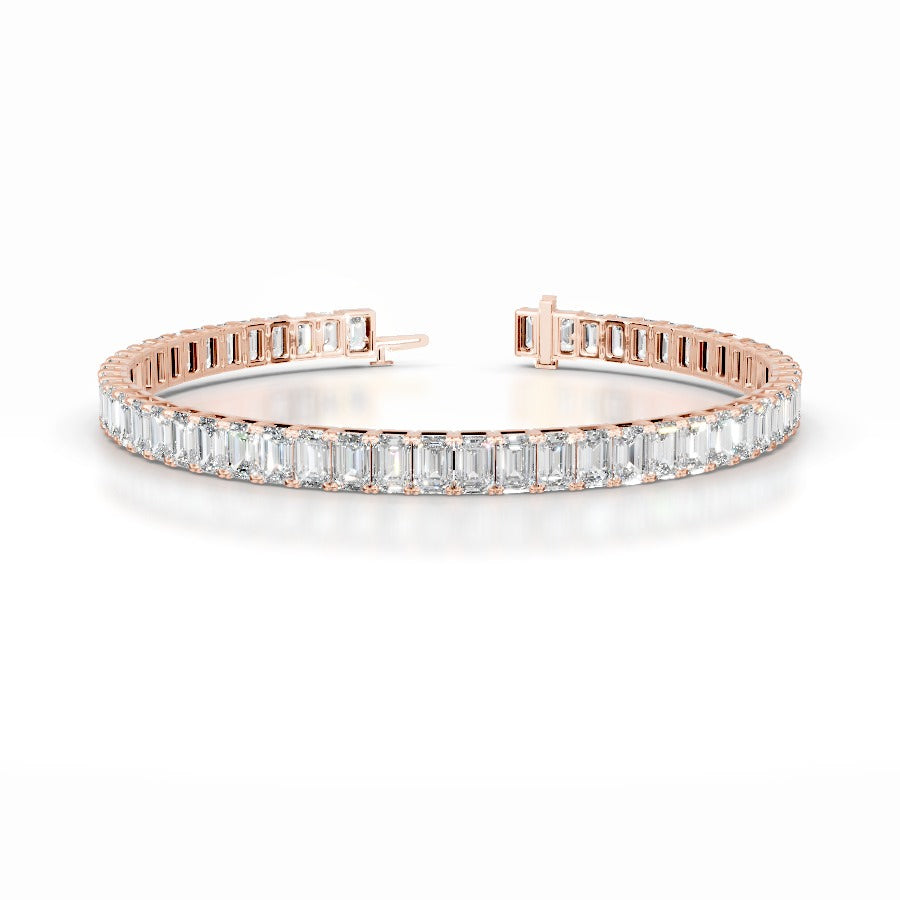 Austin 10 CT Emerald Tennis Lab Grown Diamond Bracelet - 14K Rose Gold