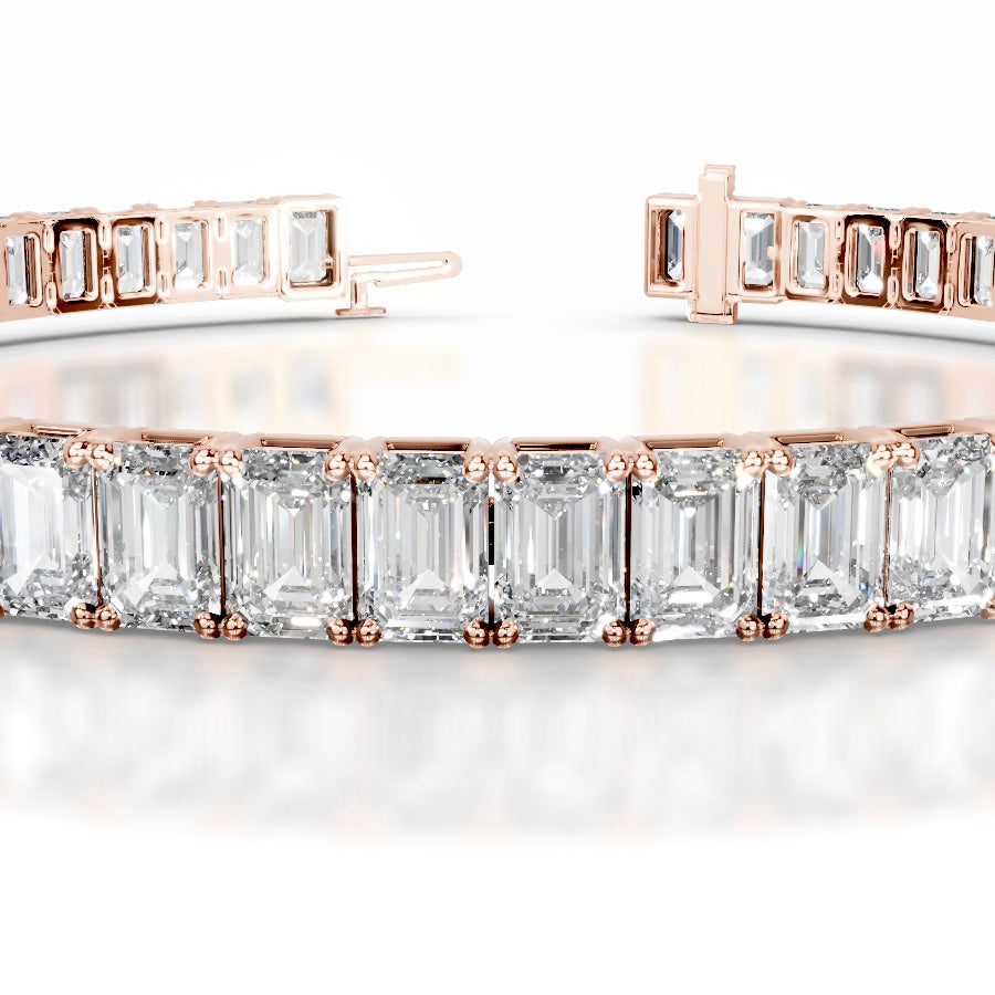 Austin 10 CT Emerald Tennis Lab Grown Diamond Bracelet - 14K Rose Gold