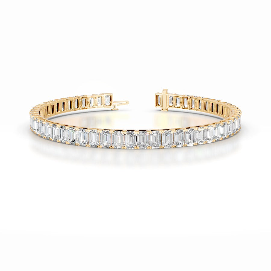 Austin 10 CT Emerald Tennis Lab Grown Diamond Bracelet - 14K Yellow Gold