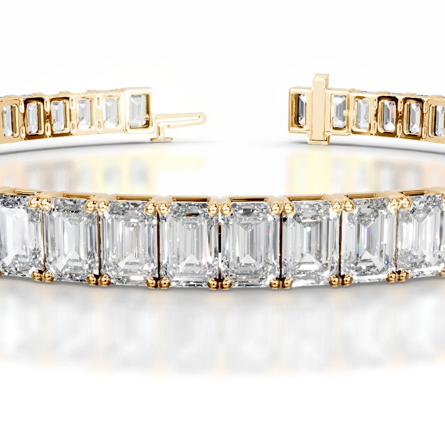 Austin 10 CT Emerald Tennis Lab Grown Diamond Bracelet - 14K Yellow Gold