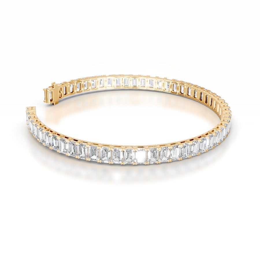 Austin 10 CT Emerald Tennis Lab Grown Diamond Bracelet - 14K Yellow Gold