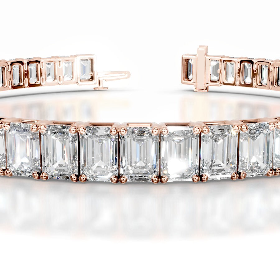 Austin 12.5 CT Emerald Tennis Lab Grown Diamond Bracelet - 14K Rose Gold