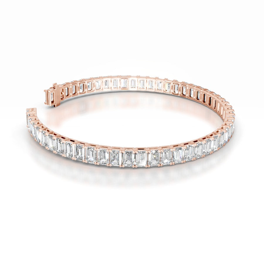 Austin 12.5 CT Emerald Tennis Lab Grown Diamond Bracelet - 14K Rose Gold