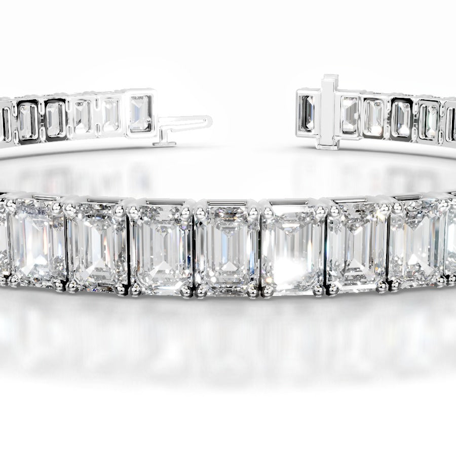 Austin 12.5 CT Emerald Tennis Lab Grown Diamond Bracelet - 14K White Gold
