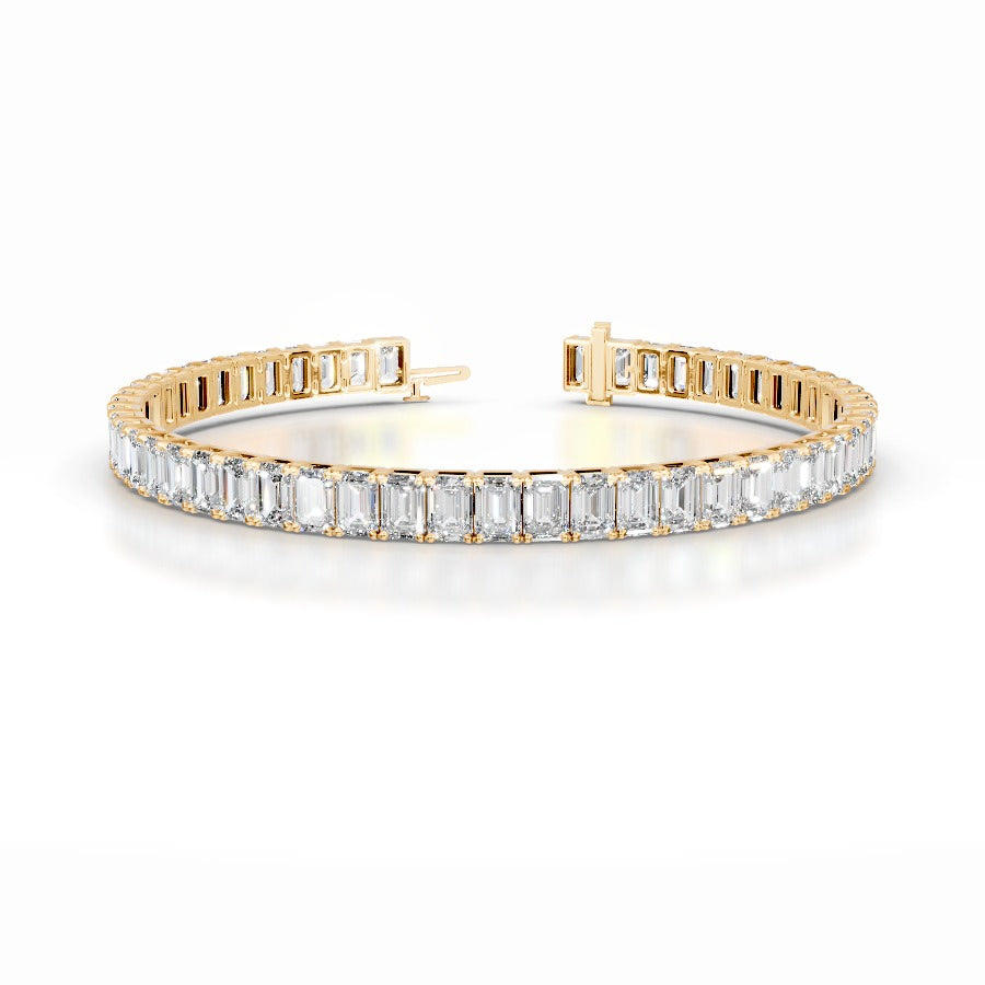 Austin 12.5 CT Emerald Tennis Lab Grown Diamond Bracelet - 14K Yellow Gold