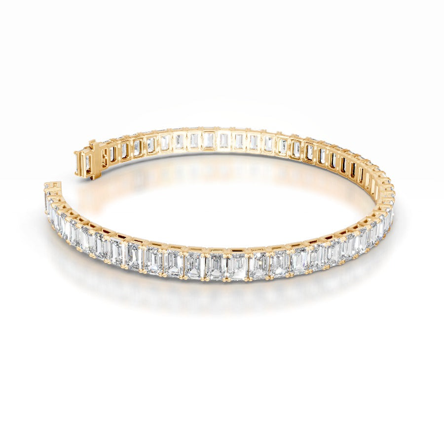 Austin 12.5 CT Emerald Tennis Lab Grown Diamond Bracelet - 14K Yellow Gold
