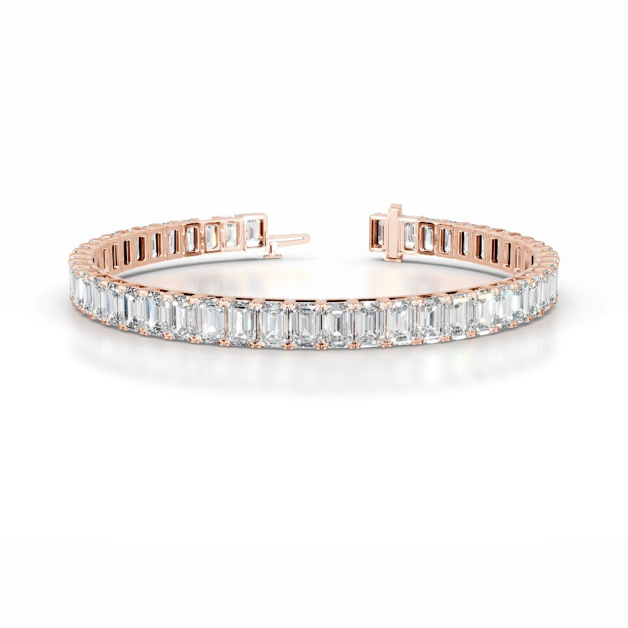 Austin 15 CT Emerald Tennis Lab Grown Diamond Bracelet - 14K Rose Gold