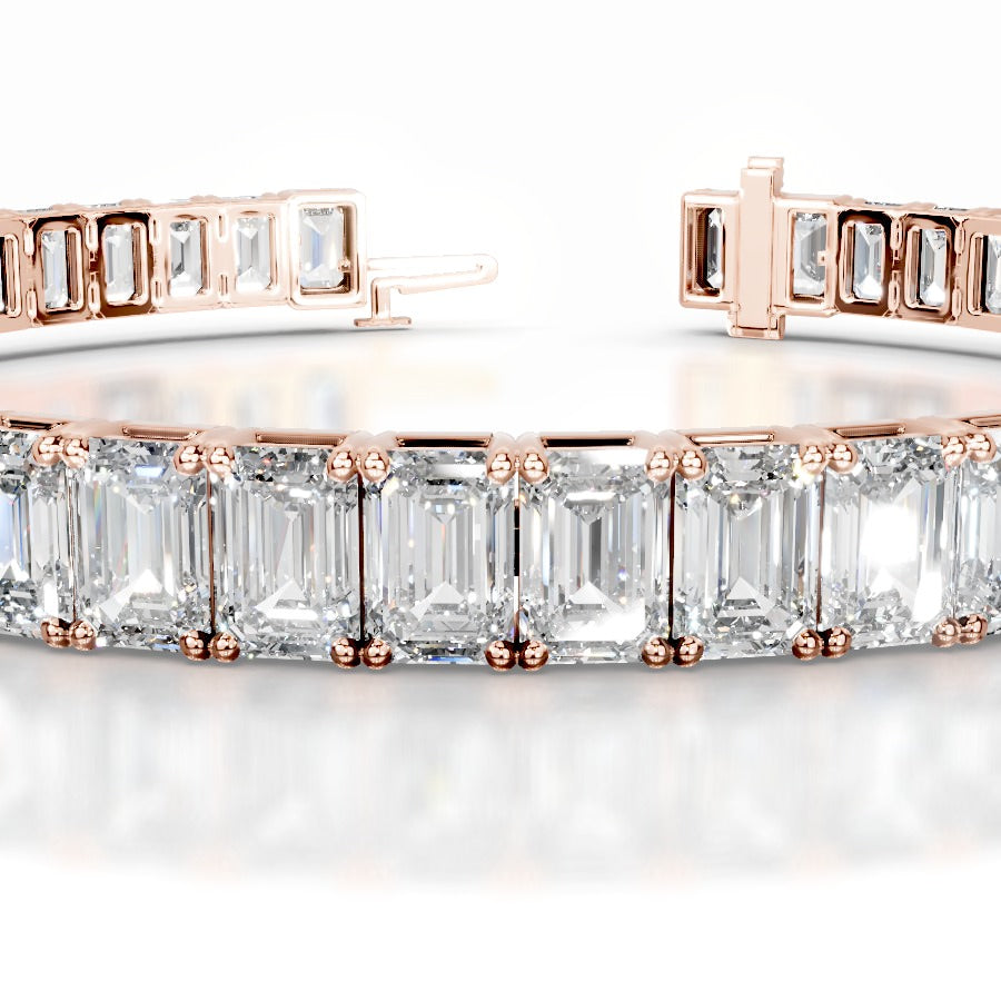 Austin 15 CT Emerald Tennis Lab Grown Diamond Bracelet - 14K Rose Gold