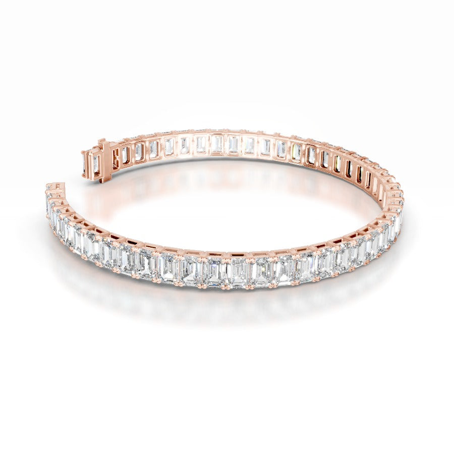 Austin 15 CT Emerald Tennis Lab Grown Diamond Bracelet - 14K Rose Gold