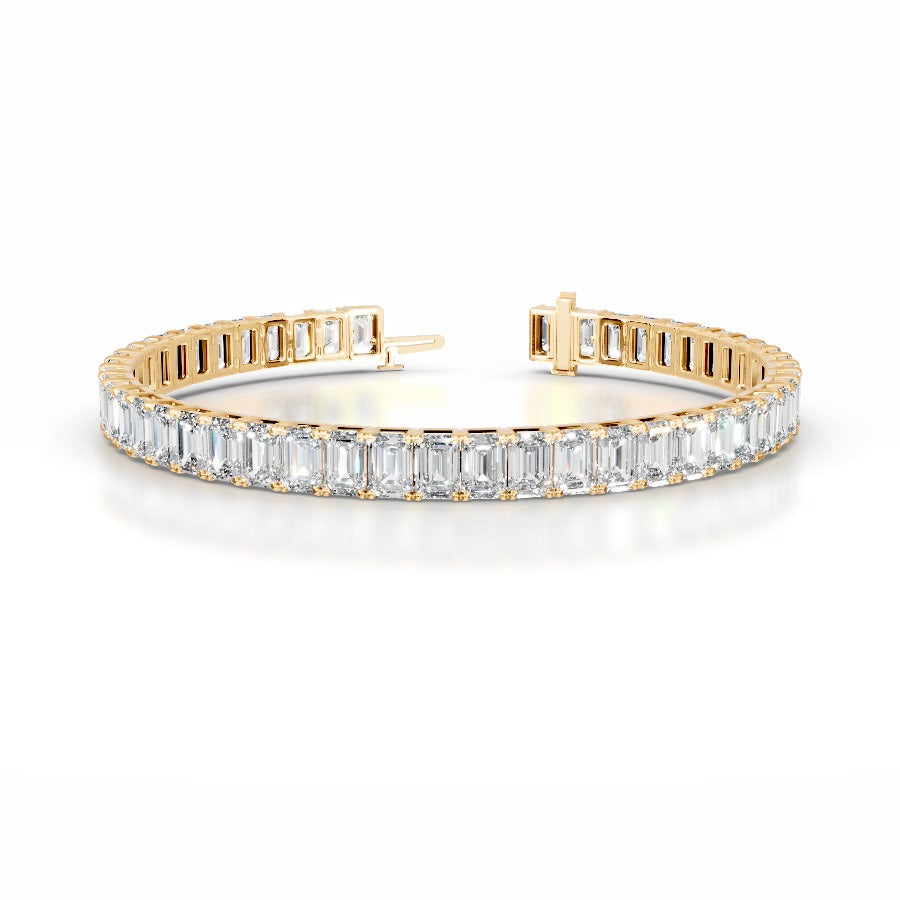 Austin 15 CT Emerald Tennis Lab Grown Diamond Bracelet - 14K Yellow Gold