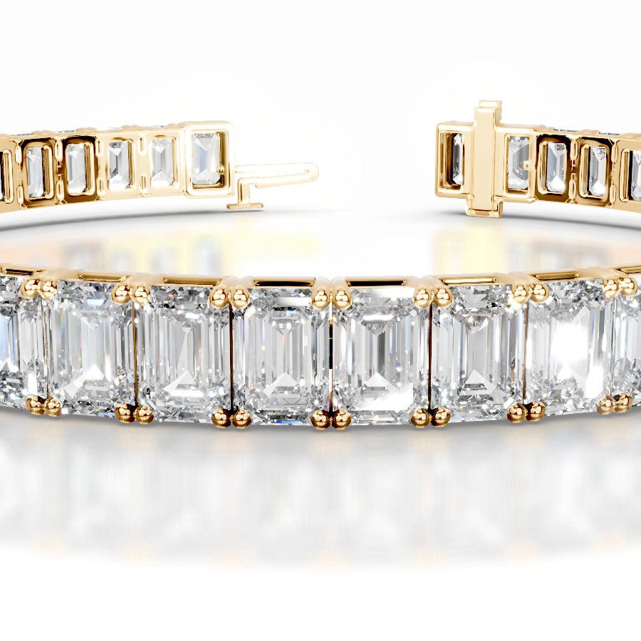 Austin 15 CT Emerald Tennis Lab Grown Diamond Bracelet - 14K Yellow Gold