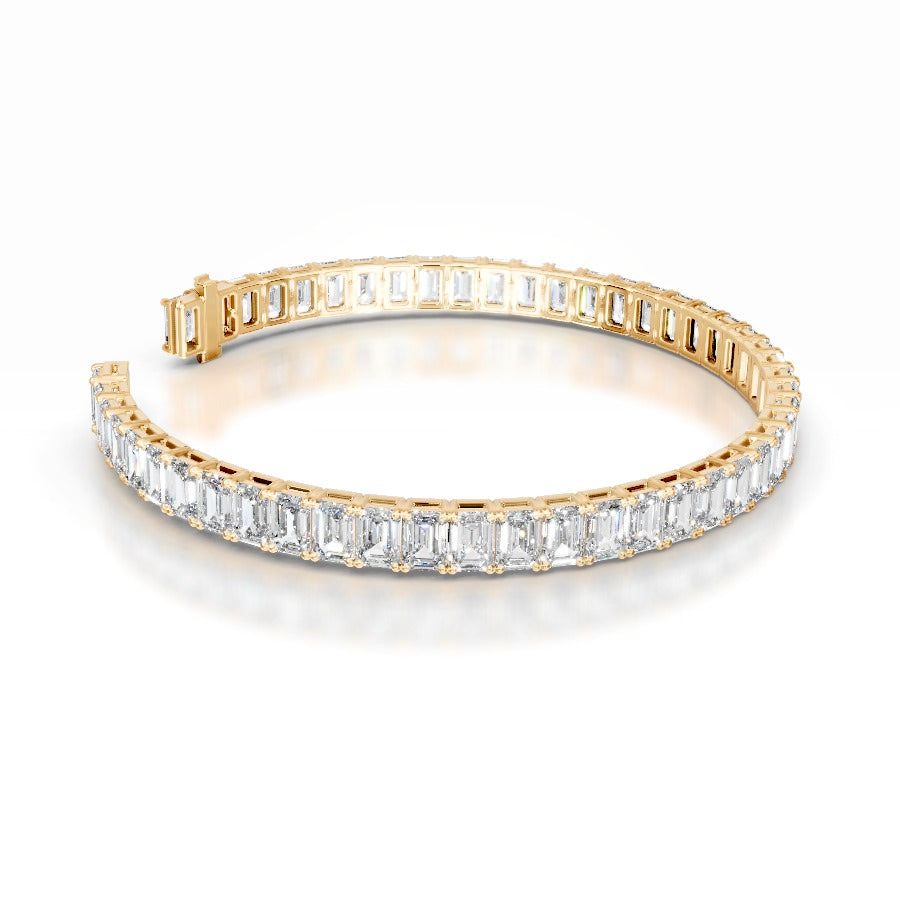 Austin 15 CT Emerald Tennis Lab Grown Diamond Bracelet - 14K Yellow Gold