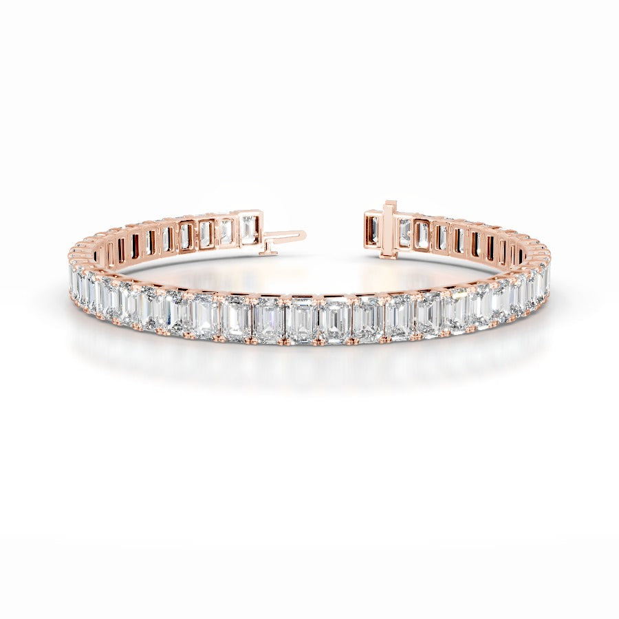Austin 18.5 CT Emerald Tennis Lab Grown Diamond Bracelet - 14K Rose Gold