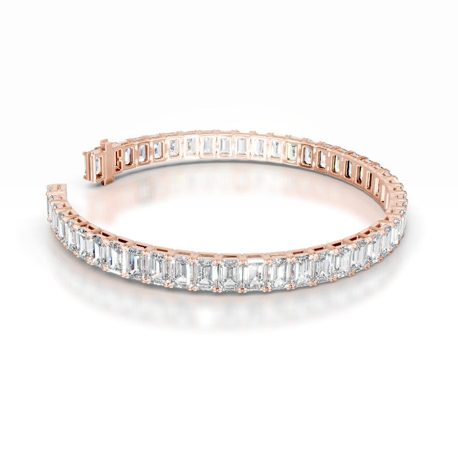 Austin 18.5 CT Emerald Tennis Lab Grown Diamond Bracelet - 14K Rose Gold