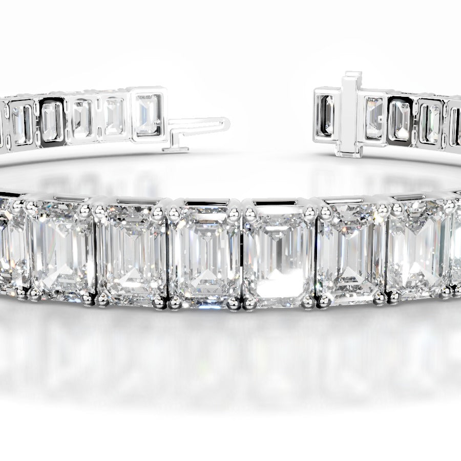 Austin 18.5 CT Emerald Tennis Lab Grown Diamond Bracelet - 14K White Gold