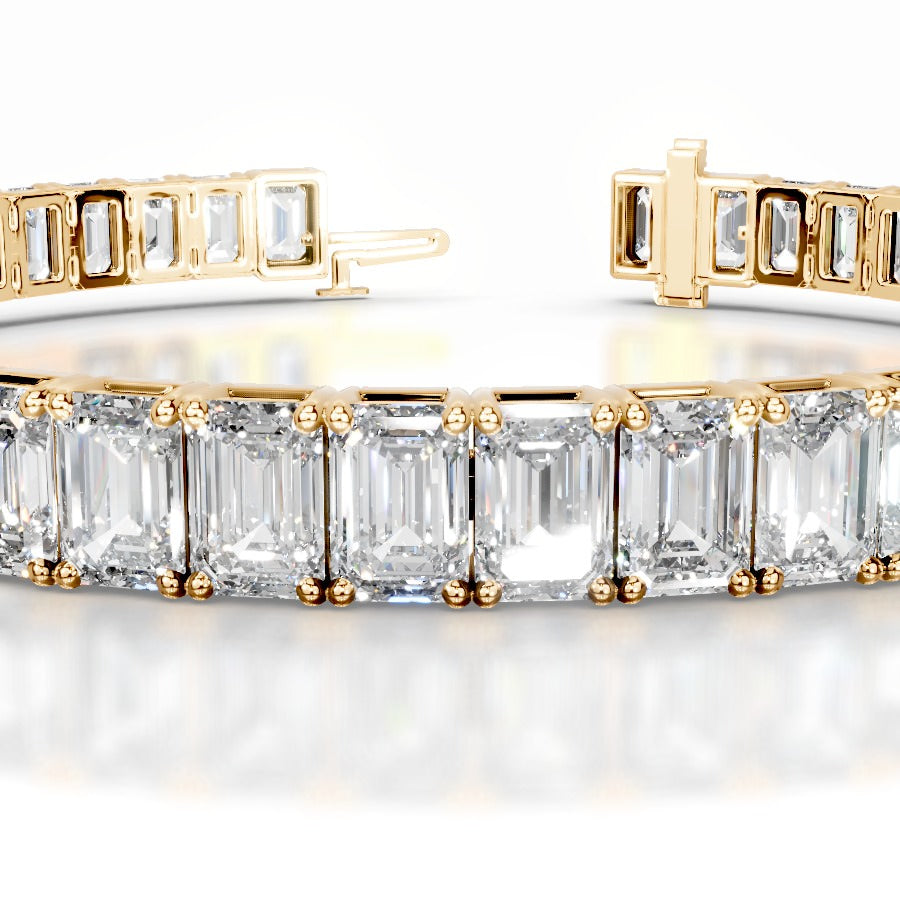 Austin 18.5 CT Emerald Tennis Lab Grown Diamond Bracelet - 14K Yellow Gold
