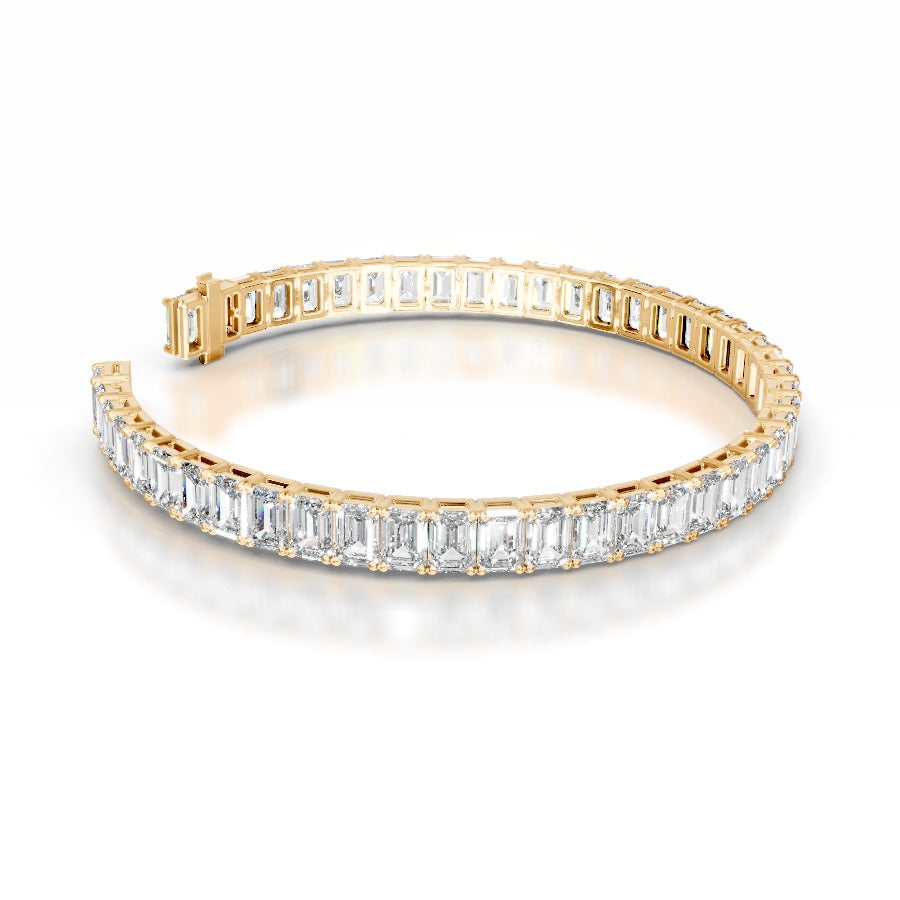 Austin 18.5 CT Emerald Tennis Lab Grown Diamond Bracelet - 14K Yellow Gold
