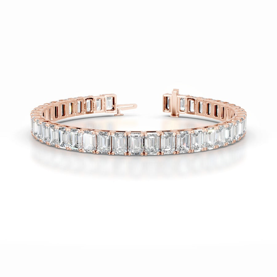 Austin 21.5 CT Emerald Tennis Lab Grown Diamond Bracelet - 14K Rose Gold