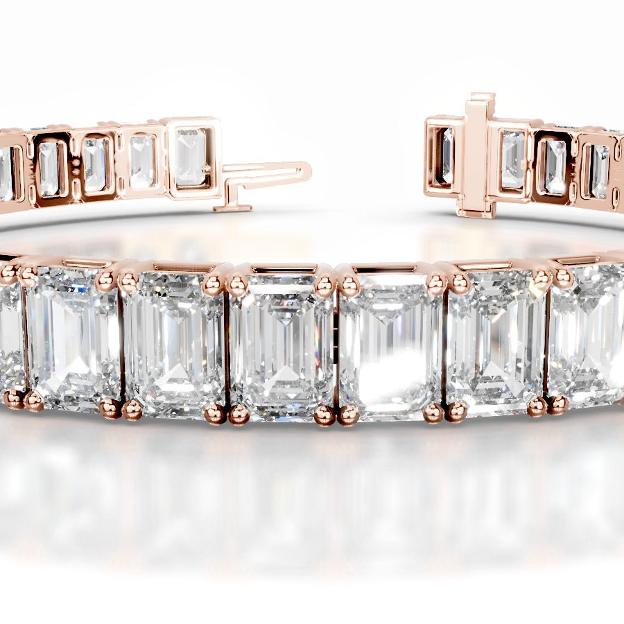 Austin 21.5 CT Emerald Tennis Lab Grown Diamond Bracelet - 14K Rose Gold