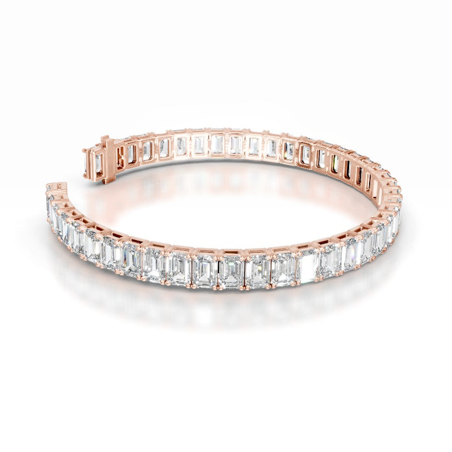 Austin 21.5 CT Emerald Tennis Lab Grown Diamond Bracelet - 14K Rose Gold