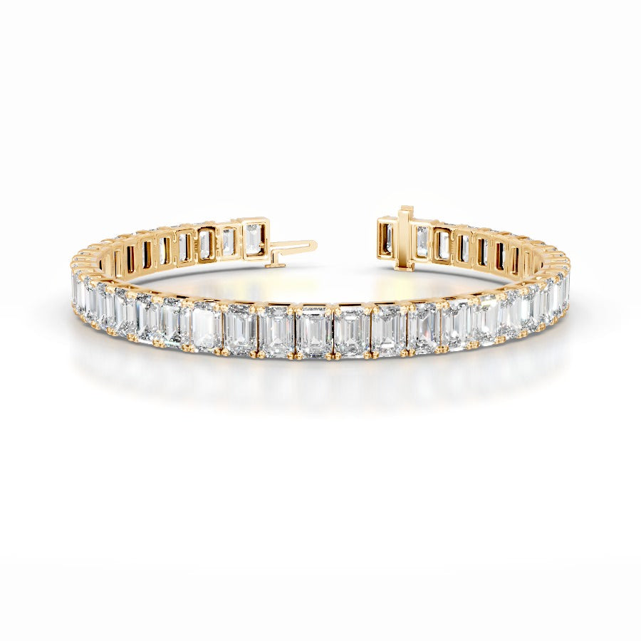 Austin 21.5 CT Emerald Tennis Lab Grown Diamond Bracelet - 14K Yellow Gold